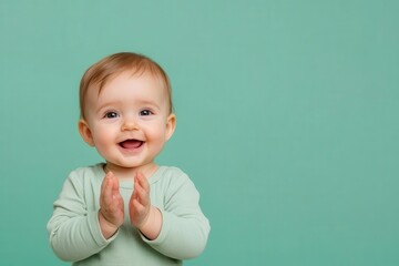Baby clapping hands joyfully, celebrating a small achievement, baby, baby clapping