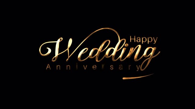 happy wedding anniversary animation with gold color, luxury and elegant concept and alpha chanels