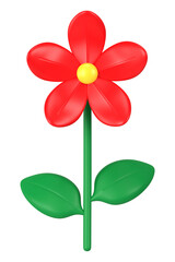 Aesthetic flower png sticker, red 3D floral illustration on transparent background
