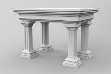 Fototapeta premium Elegant white pedestal table with ornate columns in minimalist design setting