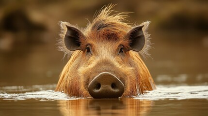 Red River Hog in Water