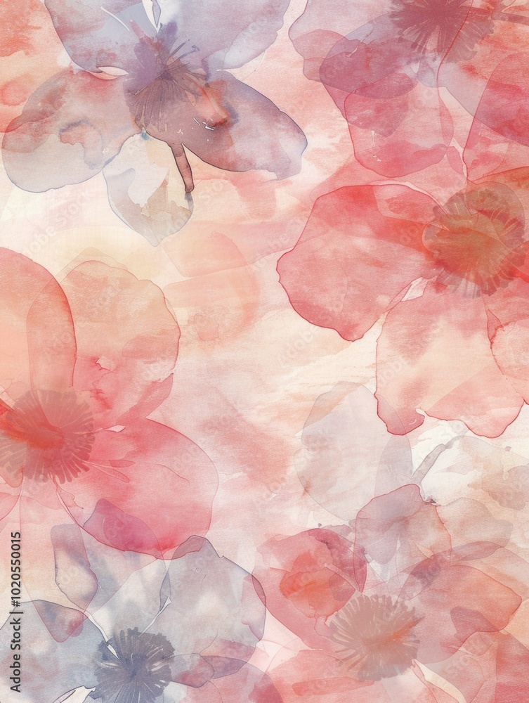 Poster delicate flowers in soft hues of pink and lavender intertwine, creating a serene and inviting atmosp