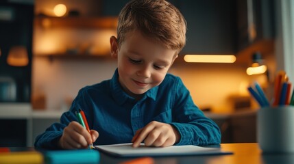 The Boy Enjoying Creative Moments