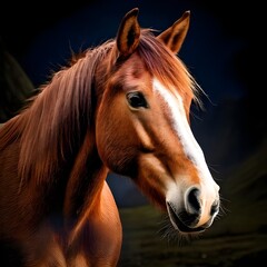 Obraz premium A graceful horse with long hair is set against a colorful sunset, embodying the essence of peace and natural beauty.