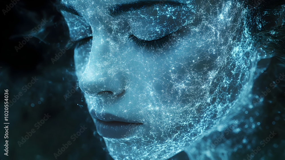 Poster conceptual image depicting the use of advanced intelligence and holographic technology to control an