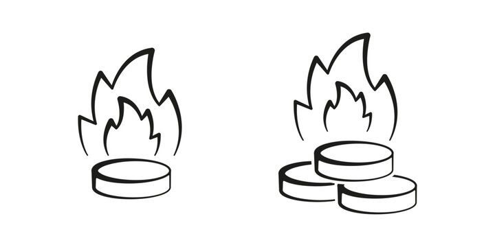 Hexamine Fuel Tablet Vector Icons. Burning Tablets Icon set