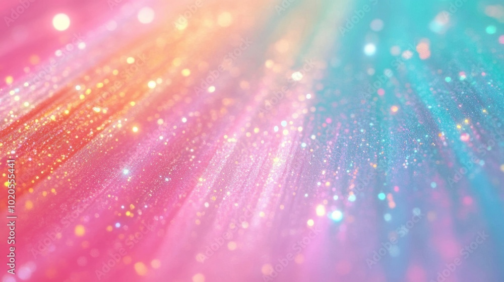 Poster rich, colorful diagonal light streaks create a dynamic abstract background filled with sparkling gli