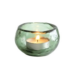 Candle in glass holder, white isolate background