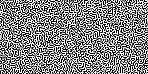 Organic seamless patterns with rounded lines Diffusion reaction background. Monochrome background of natural organic forms motion. Overlay template abstract Turing organic wallpaper background.