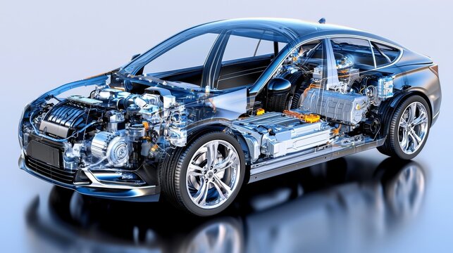 Hybrid Electric Engine Cross Section Illustration