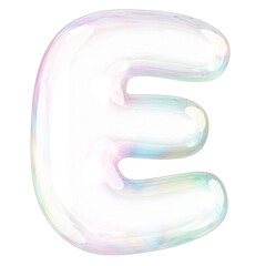 E png letter sticker, 3D transparent holographic bubble