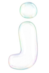 j png letter sticker, 3D transparent holographic bubble