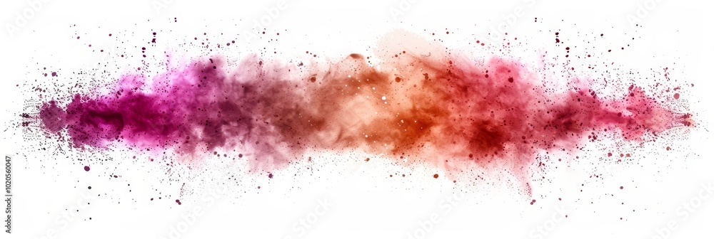 Poster abstract explosion of colorful pigmented powder paint creating a vivid design on white background