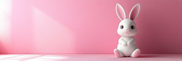 Fototapeta premium Cute Bunny Toy, Pink Room