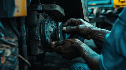 A Mechanic's Hands Working on a Large Machine
