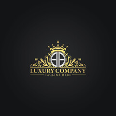 Royal Luxury Company Logo Design with Gold Elements