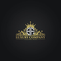 Royal Luxury Company Logo Design with Gold Elements