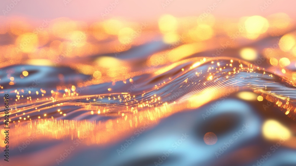 Aufkleber the artwork showcases dynamic metallic waves illuminated with shimmering highlights, creating a mesm