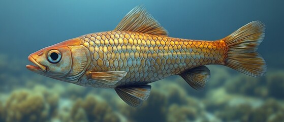 Fototapeta premium A striking orange and white fish in underwater habitat