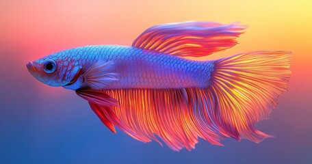 Fototapeta premium Vibrant Neon Betta Fish Illustration