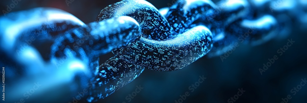 Aufkleber depicting the communication industry leveraging blockchain technology for secure,decentralized data sharing and digital transformation. Featuring a network of interconnected digital elements.