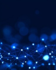 Abstract blue background with connected lines and glowing dots, ideal for technology, network, and digital themes.
