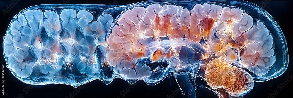 Aufkleber detailed x-ray scan of the human brain revealing its intricate anatomy and structure,showcasing the 