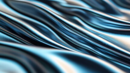 Obraz premium The texture reveals a captivating interplay of light and shadow on silver metallic fabric, creating fluid, graceful waves in a tranquil ambiance