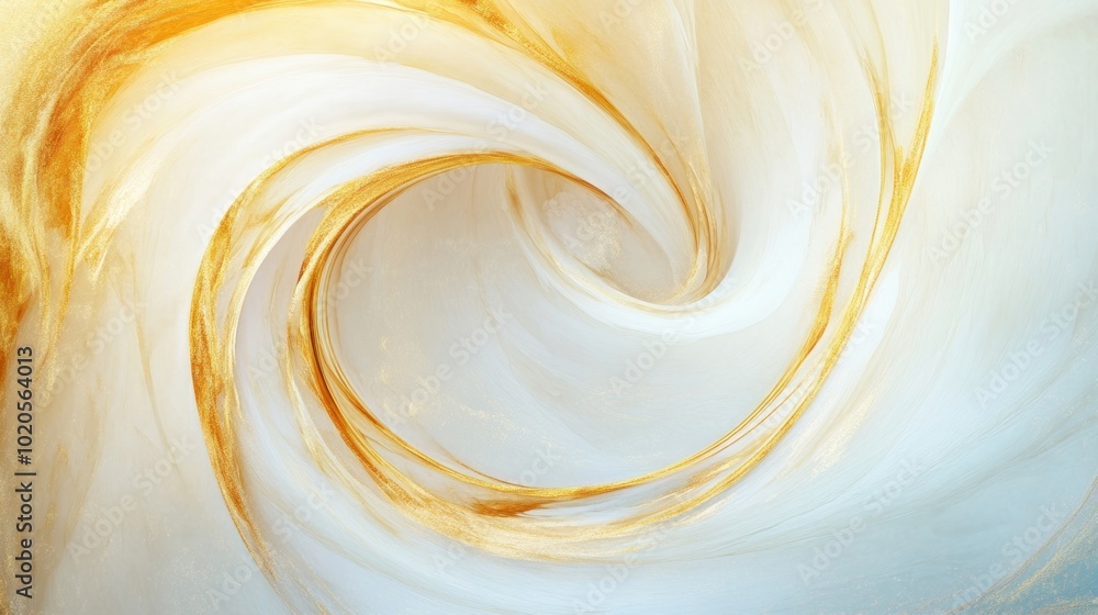 Poster a swirl of gold and white intertwines to form an elegant abstract design, showcasing a dynamic and f