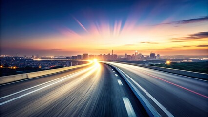 A tranquil urban highway scene featuring minimalist aesthetics, soft hues, and sleek lines, promoting a peaceful ambiance amidst the bustle of city life.