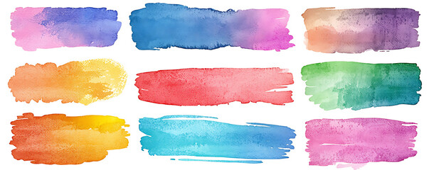 A vibrant collection of hand-drawn multicolor watercolor stripes