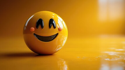 Smiley Face Emoji on Vibrant Yellow Background