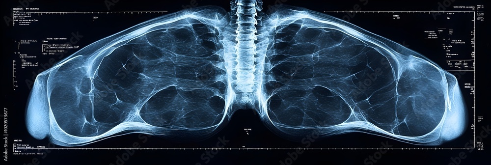 Aufkleber futuristic 3d xray visualization of human lungs and chest anatomy. high-tech digital scan of respira