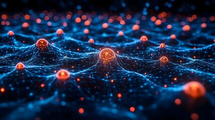 Futuristic digital landscape depicting an AI-powered neural network hacking system for controlling and manipulating human behavior through advanced technology and algorithms.