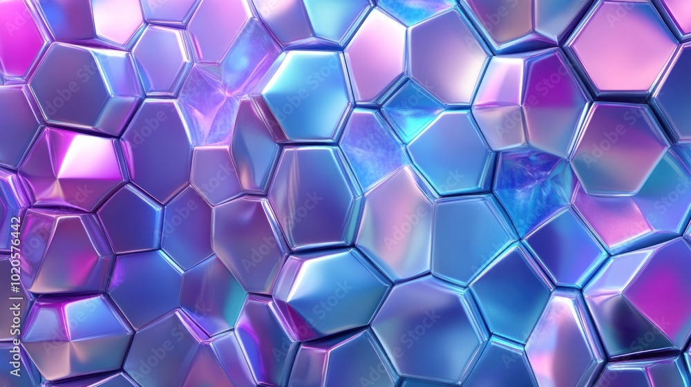 Poster abstract geometric hexagon pattern with iridescent colors