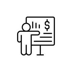 Financial advisor outline icons, minimalist vector illustration ,simple transparent graphic element .Isolated on white background