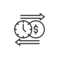 Money time outline icons, minimalist vector illustration ,simple transparent graphic element .Isolated on white background