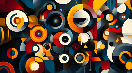 Abstract Colorful Geometrical Artwork, Abstract Graphical Art Background Texture, Modern Conceptual,Abstract background with circles in blue and orange colors