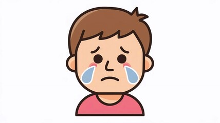 Obraz premium Boy Crying Cartoon Vector Icon Illustration People Nature Icon Isolated Flat Vector