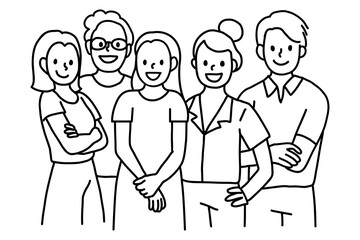 PNG Employee in diversity workplace line art sticker, transparent background