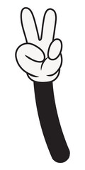 Cartoon peace hand sign png, gesture line art illustration, transparent background