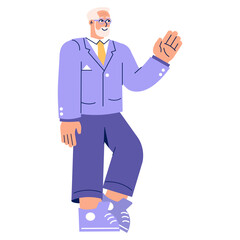Fototapeta premium Older Businessman. Flat Vector Illustration