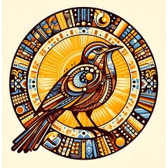 Naklejka premium mandala bird in circle