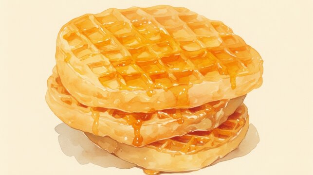 Delicious stack of stroopwafels with caramel syrup drizzling