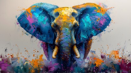 Abstract-style elephant with bold brush stroke. AI generated
