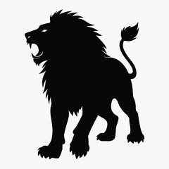 Lion Side View Hunting Silhouette Vector Illustration