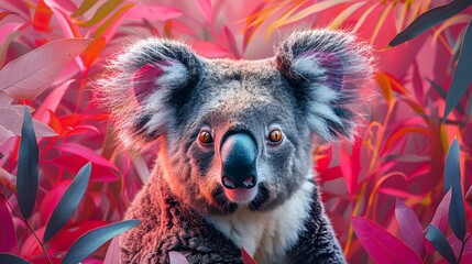 Geometric-style koala with triangular patterns. AI generated