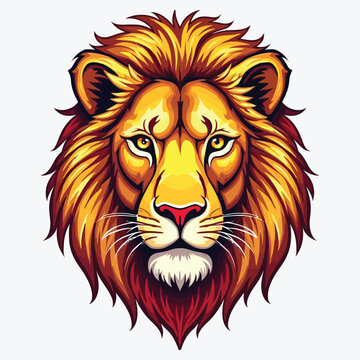 Flat Color Lion Vector Esport Logo Isolated for Gaming and Team Branding Designs