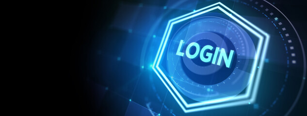 Concept of login. Business, Technology, Internet and network concept. 3d illustration