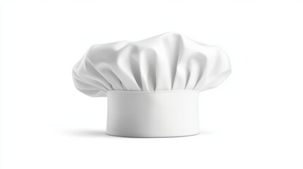 Traditional chefs hat in pristine white, isolated on white, ideal for gourmet cooking ads, culinary school promotions, or food industry branding